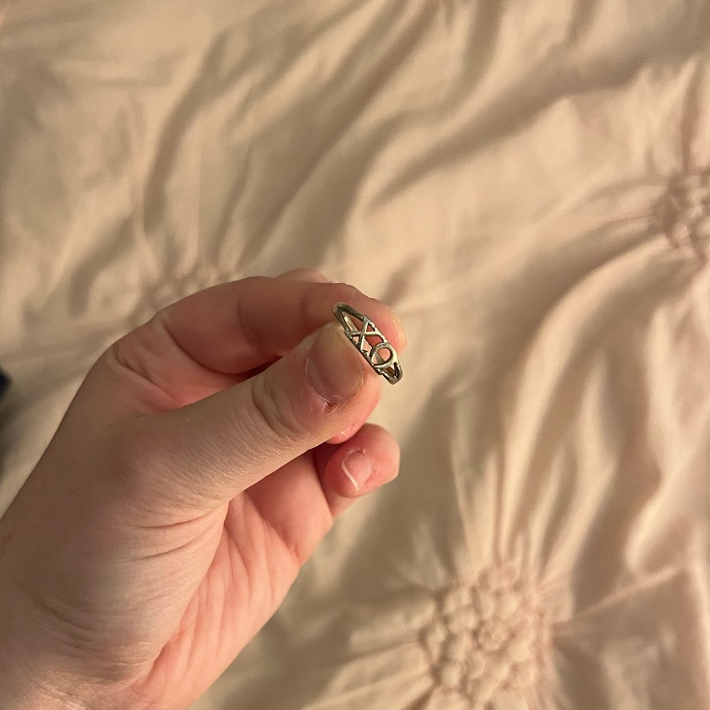 Chi Omega ΧΩ Letter Silver Ring